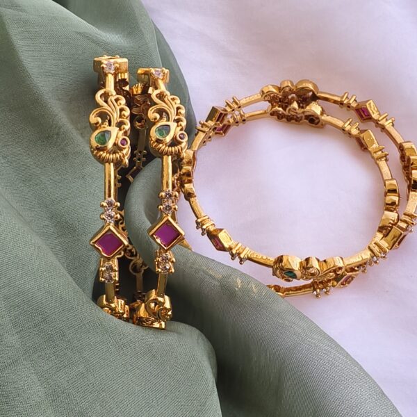 fjb42a peacock multi stone bangles 2.4 size set of 4