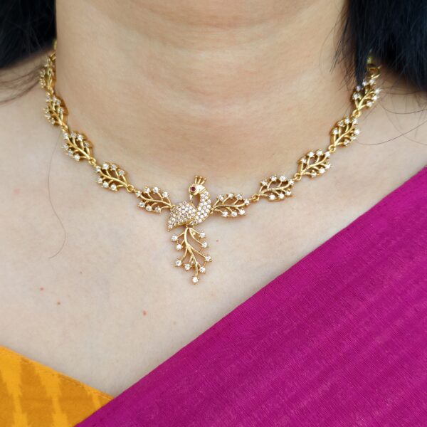 fj2074 white stone cz peacock nect set with push back ear rings