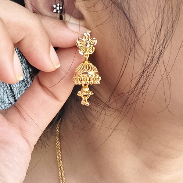 fj2077 step jhumkas micro gold plated screwback earrings