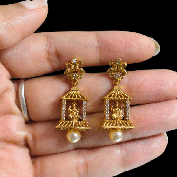 fj2108 temple style lakshmi jhumkas screwback