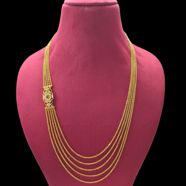 fj2141 antique finish 5step side pendant rubi stone chandraharam