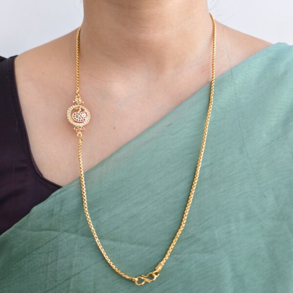 fj2151 multi stone side pendant thali chain