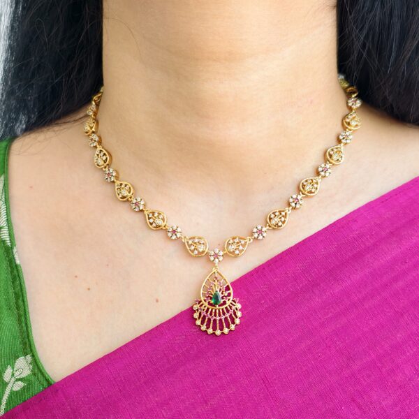 fj2228 multi colour designer neckset with pushback earrings