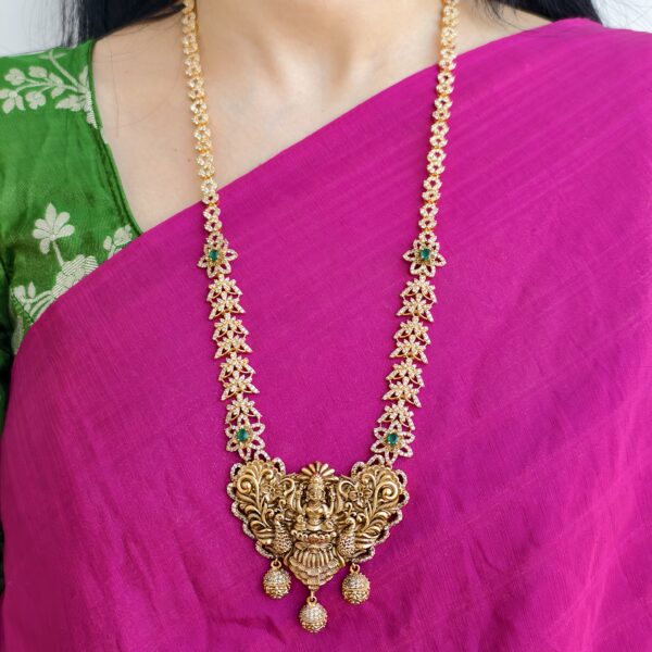 fj2218 antique finish cz lakshmi haram with pushback earrings