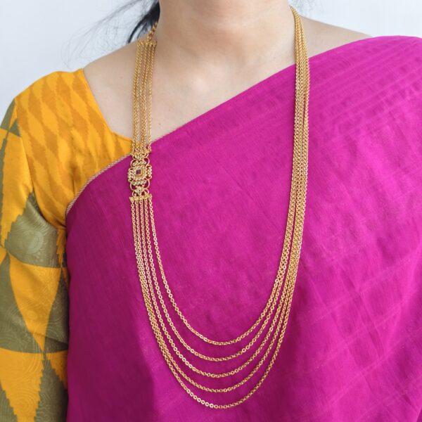 fj2141 antique finish 5step side pendant rubi stone chandraharam