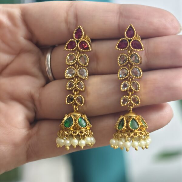 fj2257 multi color uncut leaf designer jhumka