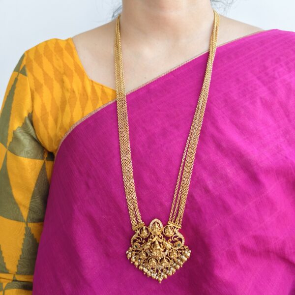 fj2376 ashta lakshmi chandraharam pendant with pushback earrings