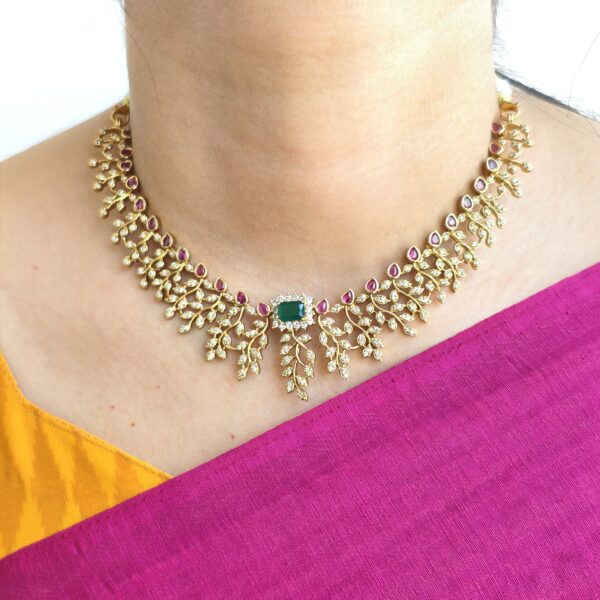 fj2381 designer neckset multi colour with pushback earrings