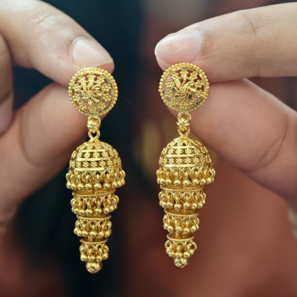 fj2382 micro gold plated 4 step screw back jhumkas