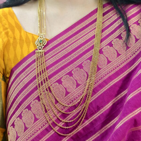 fj2390 gold look a like greenstone side pendant chandraharam