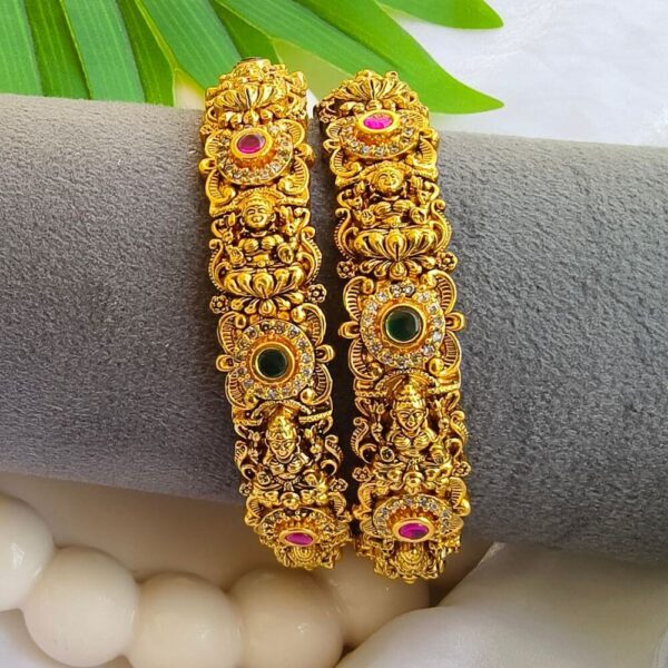 fjb84a Antique finish lakshmi bangles 2.4size