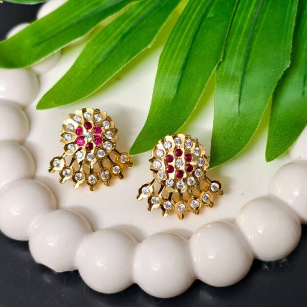 fj2538 pure panchaloham rubi and whitestone studs