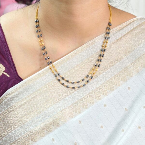 fj2534 Black diamonds with micro gold plated kattutheega chain 18inch