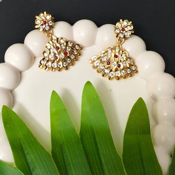 fj2543 pure panchaloham rubi and whitestone ear studs