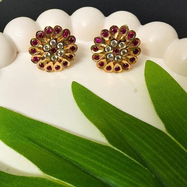 fj2544 pure panchaloham rubi and whitestone studs