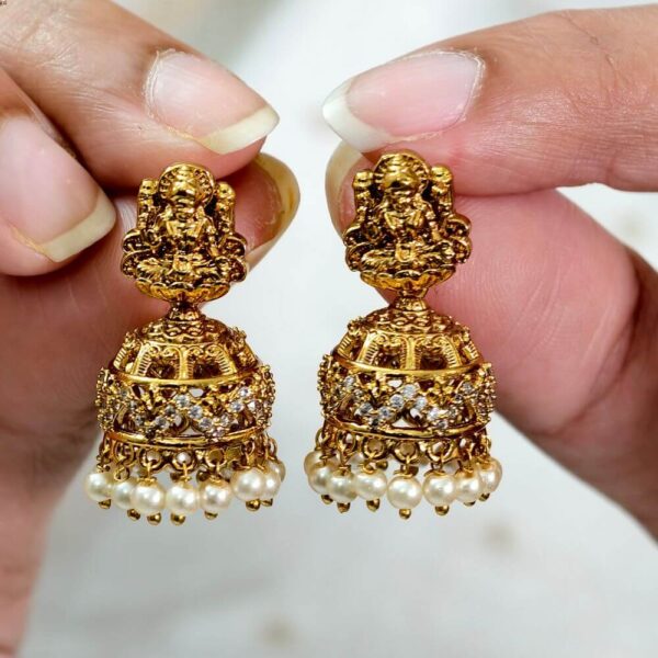 fj2554 real gold look lakshmi screw back jhumkas