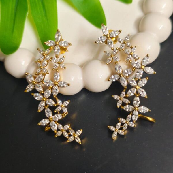 fj2601 premium matt finish whitestone floral pushback earcuffs