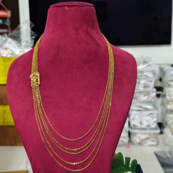 fj2626 real gold look antique finish lakshmi side pendant 30 inch adjustable chandraharam