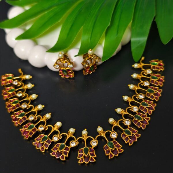 fj2632 multi colour kundan neckset with pushbackmstuds