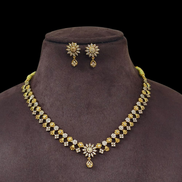 fj3048 white stone cz neckset with pushback earrings