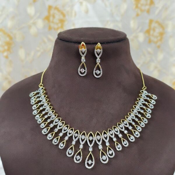 fj3052 Diamond replica gj polish neckset with earrings and backchain