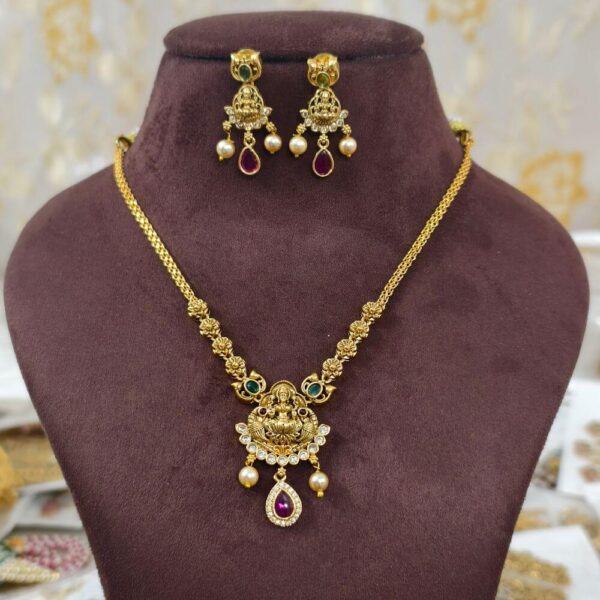 fj3058 antique finish lakshmi neckset with pushback earrings