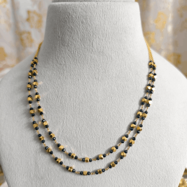 fj3071 real gold design palaksarigundlu with blackdiamonds 2 step chain