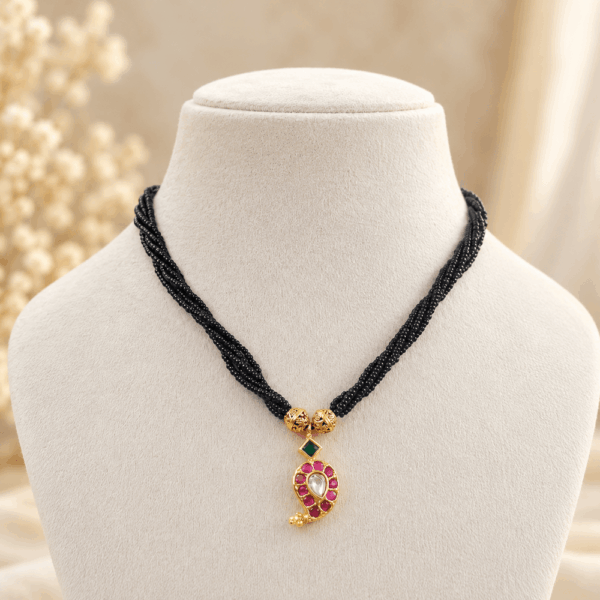 fj3119 jadav kundan mango pendant blackbeads vintage style
